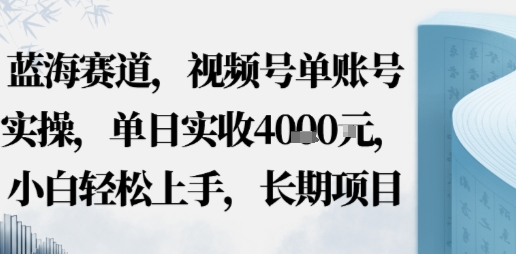 蓝海赛道，视频号单账号实操，单日实收1k，小白轻松上手，长期项目_菜菜笔记