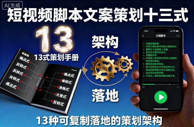 短视频脚本文案策划十三式，13种可复制落地的策划架构_菜菜笔记