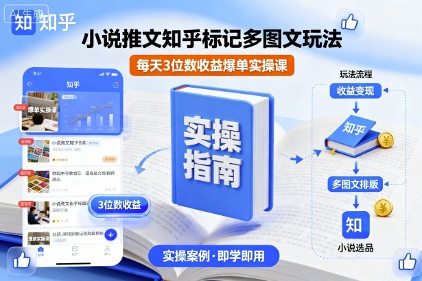 小说推文知乎标记多图文玩法，每天3位数收益爆单实操课_菜菜笔记