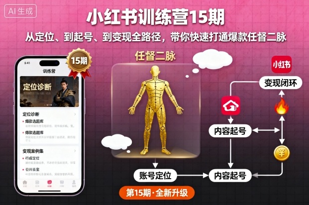 小红书训练营15期，从定位、到起号、到变现全路径，带你快速打通爆款任督二脉_菜菜笔记