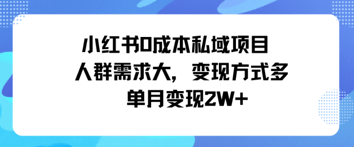小红书0成本私域项目，人群需求大，变现方式多单月变现2W+_菜菜笔记