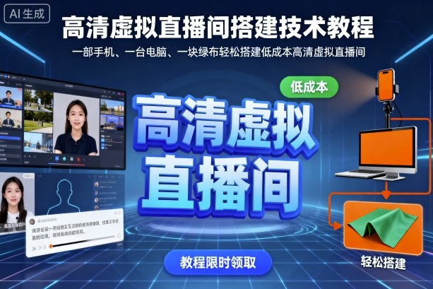 高清虚拟直播间搭建技术教程，一部手机、一台电脑、一块绿布轻松搭建低成本高清虚拟直播间_菜菜笔记