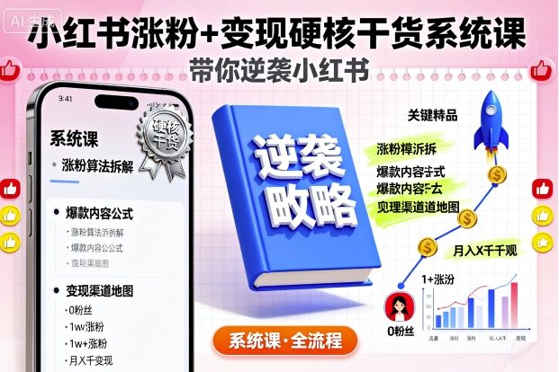 小红书涨粉+变现硬核干货系统课，带你逆袭小红书_菜菜笔记
