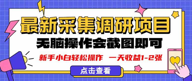 （16155期）新版采集调研项目，截图上传即可，无脑操作，日收益1-2张_菜菜笔记