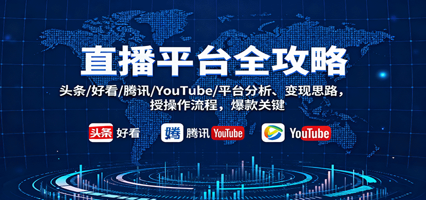 直播平台全攻略：头条/好看/腾讯/YouTube/平台分析、变现思路，授操作流程，爆款关键_菜菜笔记
