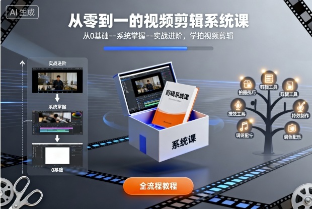 从零到一的视频剪辑系统课，从0基础–系统掌握–实战进阶，学拍视频剪辑_菜菜笔记