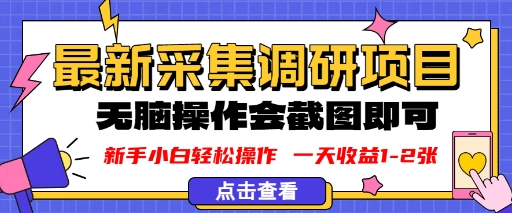 新版采集调研项目，截图上传即可，无脑操作，日收益1-2张_菜菜笔记