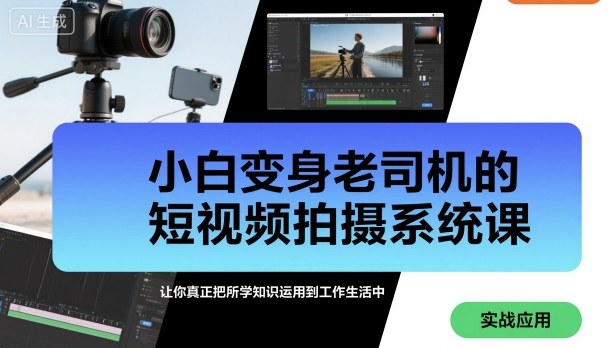 小白变身老司机的短视频拍摄系统课，让你真正把所学知识运用到工作生活中_菜菜笔记