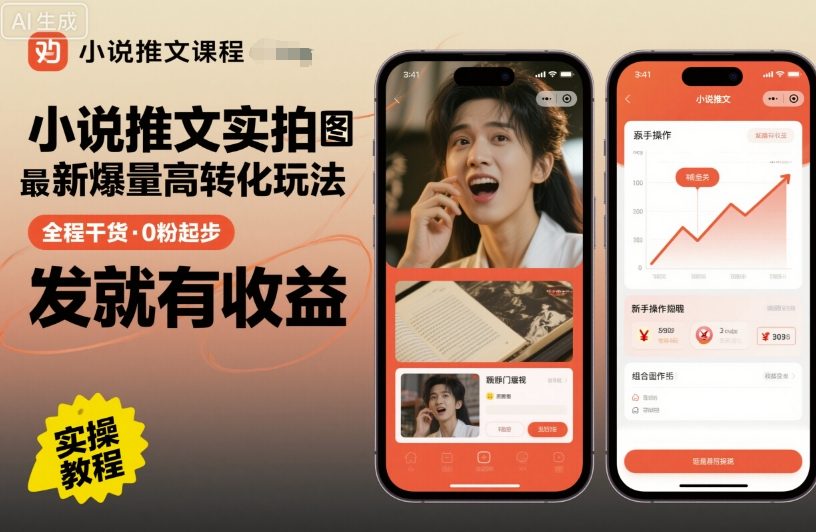 小说推文实拍双图文最新爆量高转化玩法，全程干货，0粉起步，发就有收益_菜菜笔记