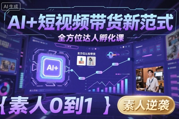 AI+短视频带货新范式全方位达人孵化课，素人也可以从0到1，全方位认知短视频带货_菜菜笔记