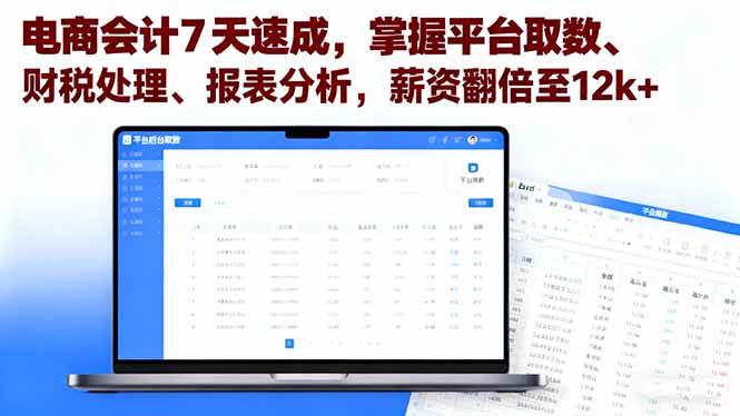 （16192期）电商会计7天速成，掌握平台取数、财税处理、报表分析，薪资翻倍至12k+_菜菜笔记