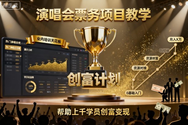 演唱会票务项目教学，业内培训天花板，帮助上千学员创富变现（更新）_菜菜笔记