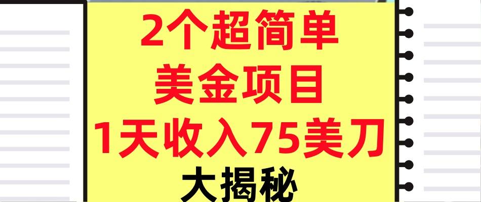 2个超简单美金项目，1天收入75美刀，3分钟学会，内部教程（大揭秘）_菜菜笔记