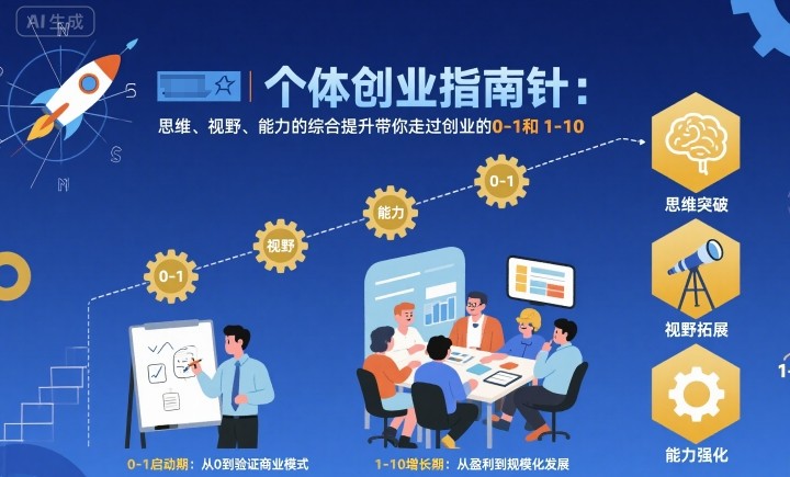 个体创业指南针，思维、视野、能力的综合提升带你走过创业的0-1和1-10【音频】_菜菜笔记