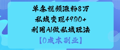 单条视频涨粉8W私域变现1k+利用AI做私域玩法_菜菜笔记