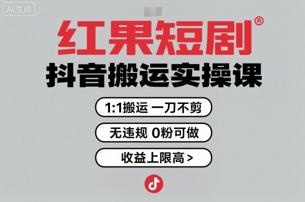 红果短剧拉新之抖音搬运实操课，1：1搬运，一刀不剪，无违规，0粉可做，收益上限高_菜菜笔记