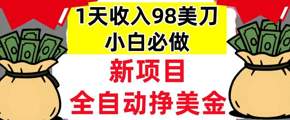 新项目，全自动挣美刀，1天收入98刀，0门槛，适合新人的被动收入（最终版本）_菜菜笔记
