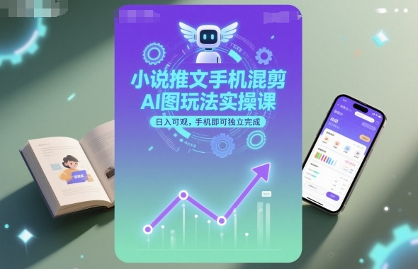 小说推文手机混剪AI图玩法实操课，日入可观，手机即可独立完成_菜菜笔记