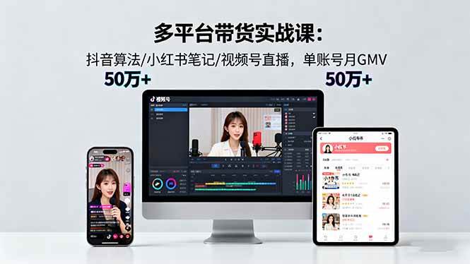 （16254期）多平台带货实战课18.0：抖音算法/小红书笔记/视频号直播，单账号月GMV50w+_菜菜笔记