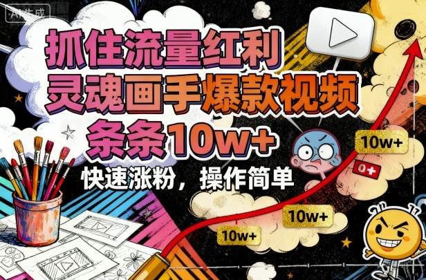 抓住流量红利，灵魂画手爆款视频，条条10w+，快速涨粉，操作简单_菜菜笔记