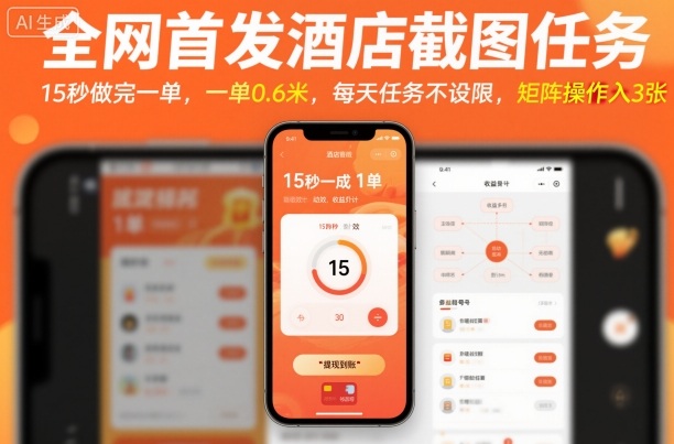 全网首发酒店截图任务，15秒做完一单，一单0.6米，每天任务不设限，矩阵操作日入3张【揭秘】_菜菜笔记