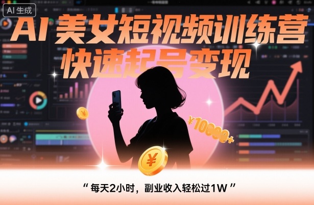 AI美女短视频训练营，快速起号变现，每天2小时，副业收入轻松过1W_菜菜笔记