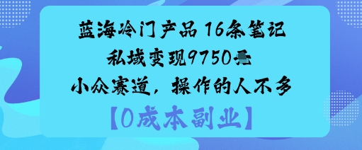 蓝海冷门产品：16条笔记私域变现9750米小众赛道，操作的人不多_菜菜笔记