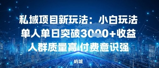 私域项目新玩法：小白玩法单人单日突破1k收益人群质量高付费意识强_菜菜笔记