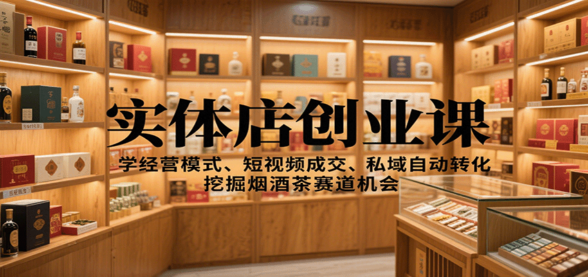 实体店创业课：学经营模式、短视频成交、私域自动转化，挖掘烟酒茶赛道机会_菜菜笔记