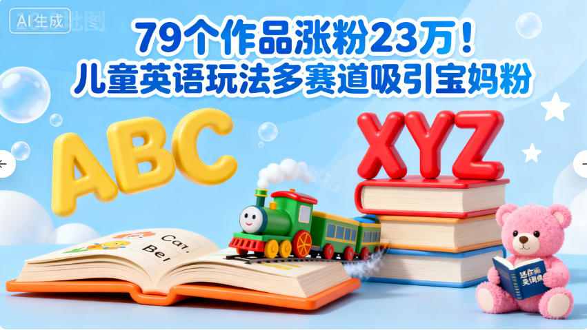 79个作品涨粉23w！儿童英语玩法多赛道吸引宝妈粉_菜菜笔记