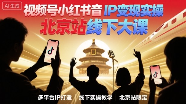 视频号小红书抖音IP变现实操北京站线下大课，40+行业短视频高变现姿势，100+IP高变现实操技术_菜菜笔记