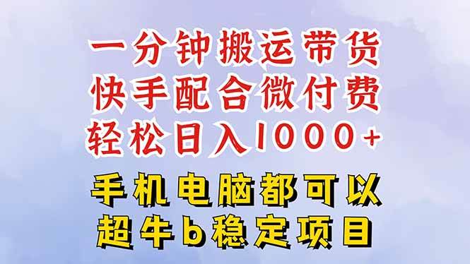 （16285期）快手黑科技一分钟搬运带货，一刀不剪过原创，微付费投流玩法，轻松日入…_菜菜笔记
