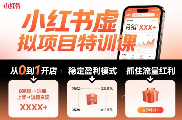 小红书虚拟项目特训课，帮你从0到1打造稳定盈利的店铺，抓住流量红利（更新9月）_菜菜笔记