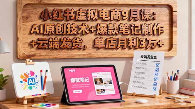 （16287期）小红书虚拟电商9月课：AI原创技术+爆款笔记制作+云端发货，单店月利3万+_菜菜笔记