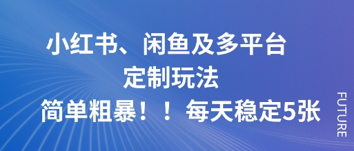 小红书、闲鱼及多平台定制玩法简单粗暴！每天稳定5张_菜菜笔记