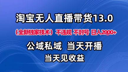 淘宝无人直播13.0，公域私域技术，不封号，不违规布局下半年旺季赛道，日入1K+（独家技术）【揭秘】_菜菜笔记