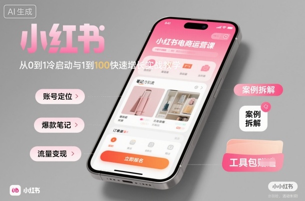 小红书电商运营课：从0到1冷启动与1到100快速增长实战教学_菜菜笔记