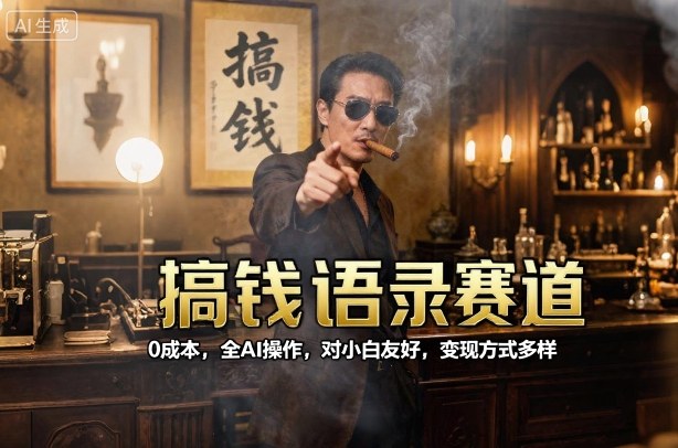 搞钱语录赛道，0成本，全AI操作，对小白友好，变现方式多样_菜菜笔记