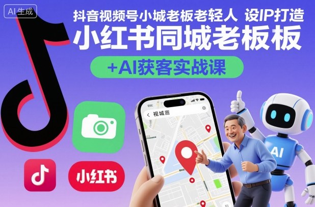 抖音视频号小红书同城老板轻人设IP打造+AI获客实战课，人设打造-算法拆解-拍摄剪辑-内容运营-AI创作_菜菜笔记