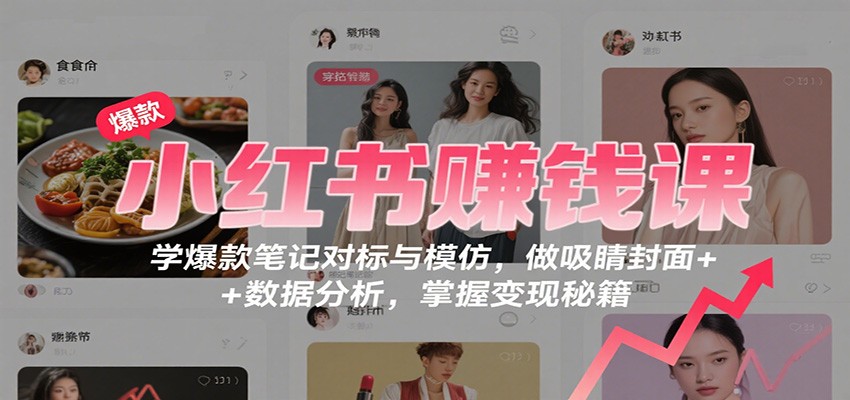 小红书赚钱课：学爆款笔记对标与模仿，做吸睛封面 + 数据分析，掌握变现秘籍_菜菜笔记