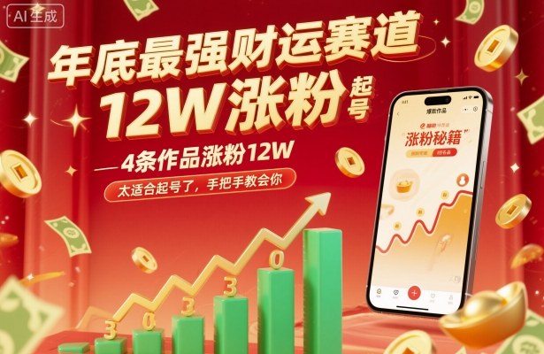 年底最强财运赛道，4条作品涨粉12W，太适合起号了，手把手教会你_菜菜笔记