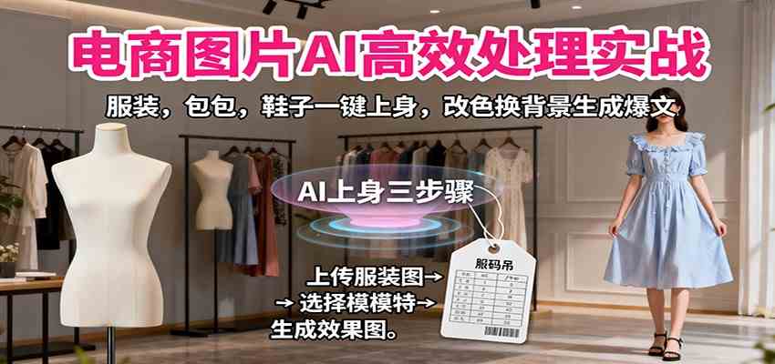 电商图片AI高效处理实战,服装,包包,鞋子一键上身,改色换背景生成爆文_菜菜笔记