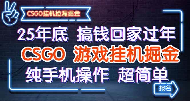（16343期）25年底搞钱回家过年，CSGO游戏挂机掘金，纯手机操作超简单_菜菜笔记