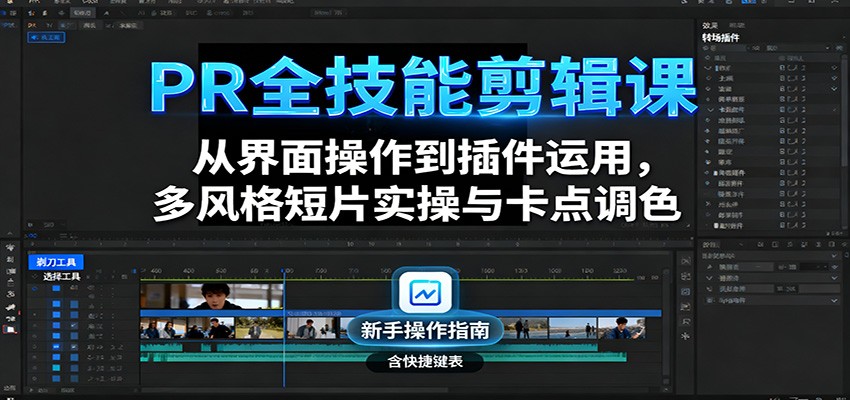 PR全技能剪辑课：从界面操作到插件运用，多风格短片实操与卡点调色_菜菜笔记