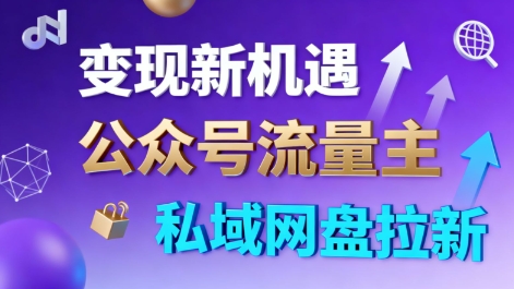公众号流量主+私域网盘拉新，多方式变现，简单易上手，当天就有收益_菜菜笔记