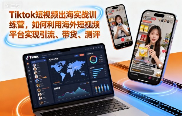 Tiktok短视频出海实战训练营,如何利用海外短视频平台实现引流、带货、测评_菜菜笔记