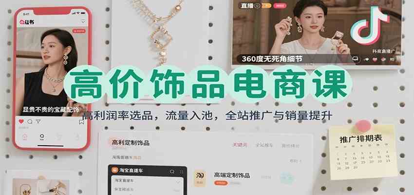 高价饰品电商课:高利润率选品,流量入池,全站推广与销量提升_菜菜笔记