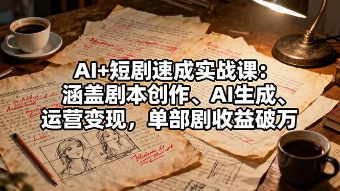 (16359期)AI+短剧速成实战课:涵盖剧本创作、AI生成、运营变现,单部剧收益破万_菜菜笔记