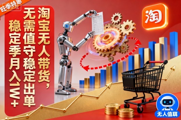 淘宝无人带货,无需值守稳定出单,电商旺季,稳定月入1W+_菜菜笔记