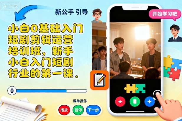 小白0基础入门短剧剪辑运营培训班，新手小白入门短剧行业的第一课_菜菜笔记